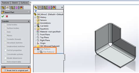 solidworks this sheet metal part cannot be mirrored individually|solidworks mirror and delete original.